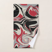 Déversement - Rouge, gris, noir et blanc os (Serviette à main)