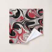 Déversement - Rouge, gris, noir et blanc os (Gant de toilette)