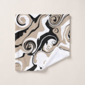 Déversement - Taupe, noir et blanc (Gant de toilette)