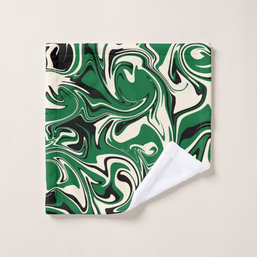 Déversement - vert, crème et noir (Gant de toilette)
