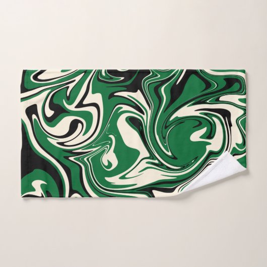 Déversement - vert, crème et noir (Serviette à main)