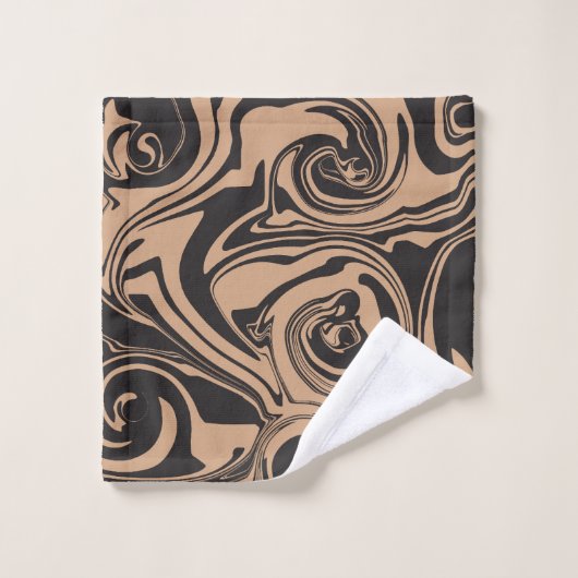 Déverser dans Tan et Noir rétro, tourbillon de mar (Gant de toilette)