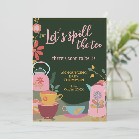 Déverser le thé mignon bébé Faire-part de grossess (Debout devant)