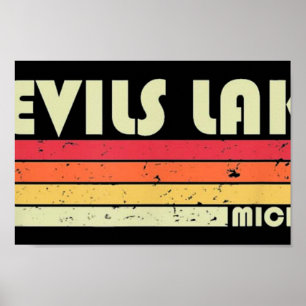 DEVIES LAKE MICHIGAN Vist Camping Poster