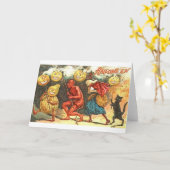 Devil and Witch Halloween Parade Kaart (Gele Bloem)