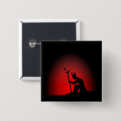 Devil contemplating vierkante button 5,1 cm (Voorkant /achterkant)