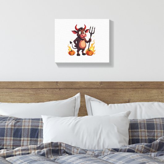 Devil Cow Mischief Canvas Afdruk (Insitu (Slaapkamer))