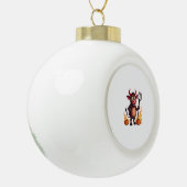 Devil Cow Mischief Keramische Bal Ornament (Links)