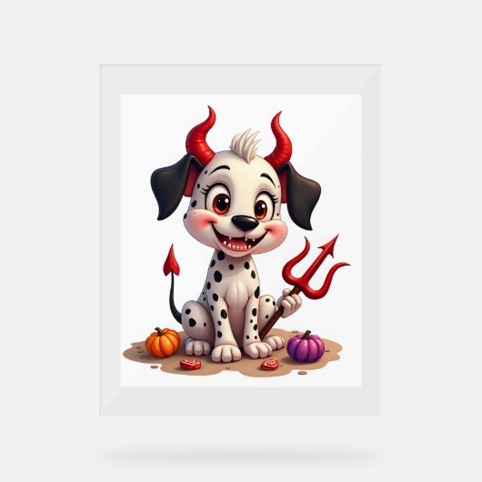 Devil Dalmatian Mischief Acryl Bord (Voorkant)