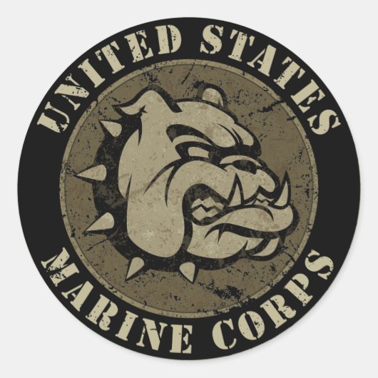 Devil Dog  Emblem Ronde Sticker (Voorkant)