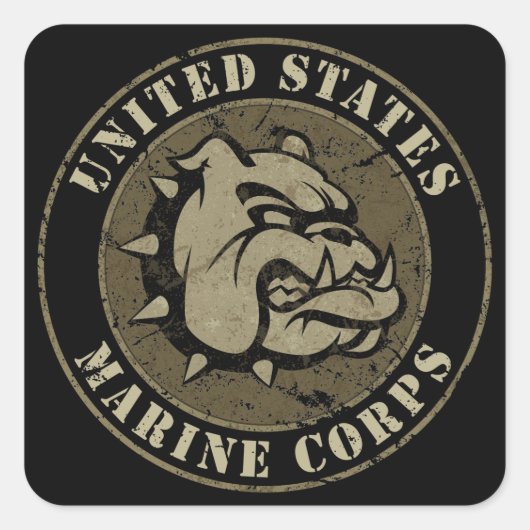 Devil Dog Emblem Vierkante Sticker (Voorkant)