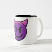 Devil Emoji Imprimé Mug de café à deux tons (Devant droit)