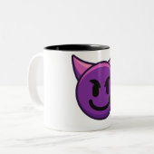 Devil Emoji Imprimé Mug de café à deux tons (Devant gauche)