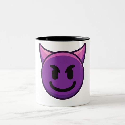 Devil Emoji Imprimé Mug de café à deux tons (Centre)