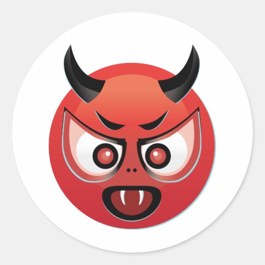 Devil Emoji Ronde Sticker (Voorkant)