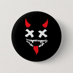 Devil Face Lazy Halloween Costume Scary Creepy Spo Ronde Button 5,7 Cm