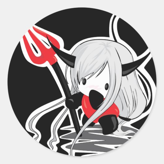 Devil Girl Ronde Sticker (Voorkant)