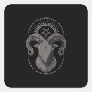 Devil Goat Pentagram Baphomet Satan Occult Satanic Vierkante Sticker