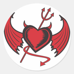 Devil Hearts Ronde Sticker