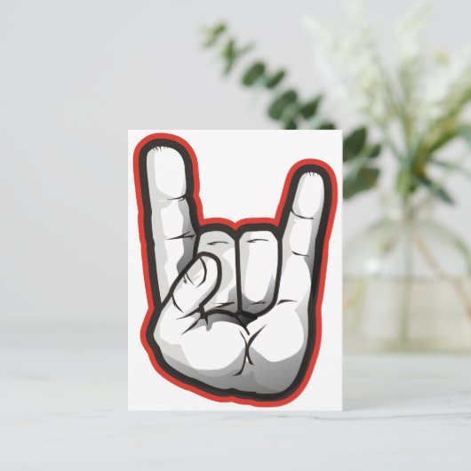 Devil Horns Hand Gesture Briefkaart (Staand voorkant)