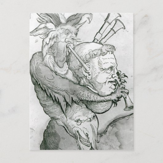 Devil Plays Man hoofd Saxophone, 1144 Briefkaart (Voorkant)