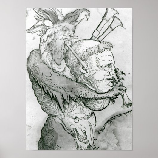 Devil Plays Man hoofd Saxophone, 1144 Poster (Voorkant)