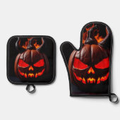 Devil Pumpkin Crown Halloween Mitt Set (Voorkant)
