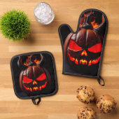 Devil Pumpkin Crown Halloween Mitt Set (Top down)