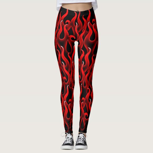 Devil Red Fire Flames Halloween kostuum Leggings (Voorkant)