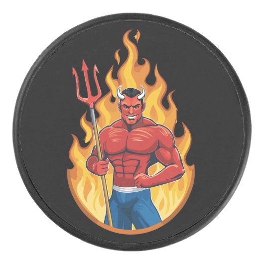 Devil with trident hockey puck (Voorkant)