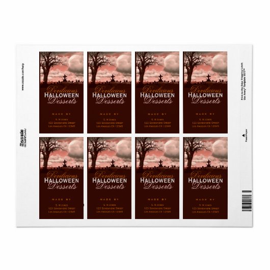 Dévilant Halloween Desserts Étiquette alimentaire (Feuille entière)