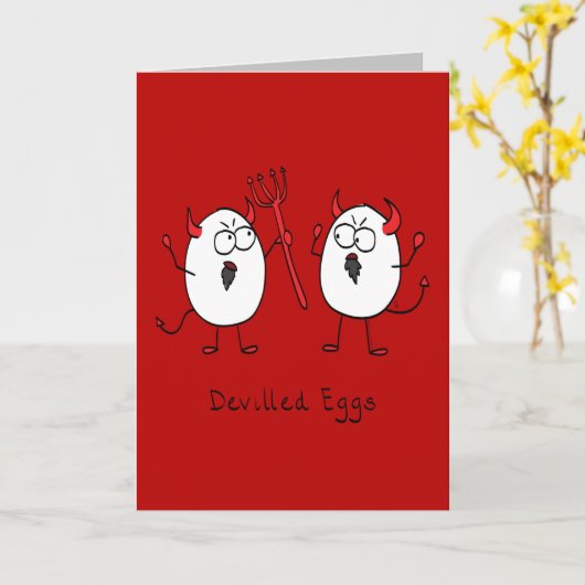 Devilled Eggs - Grappig Halloween Wenskaart Kaart (Gele Bloem)