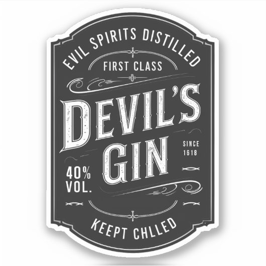 Devil's Gin Label Sticker (Voorkant)