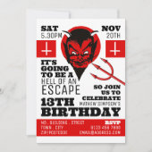 Devil's Hell Theme, Escape Room Birthday Party Kaart (Voorkant)