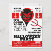 Devil's Hell Theme, Escape Room Halloween Party Kaart (Voorkant)