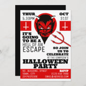 Devil's Hell Theme, Escape Room Halloween Party Kaart (Voorkant / Achterkant)