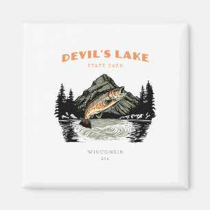 Devil's Lake State Park Wisconsin Retro Vintage Fi Magneet