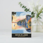 Devil's Lake, Wisconsin, Waterverf Reizen Briefkaart (Staand voorkant)