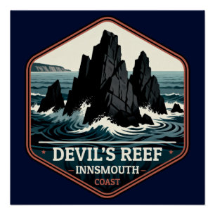 Devil's Reef Innsmouth Coast Vintage Reisbadge Perfect Poster