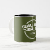 Devils River Texas Kayaking Tweekleurige Koffiemok (Voorkant links)