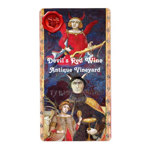 DEVIL'S RODE WIJNGOOKZEEF/ANTIEK TAROTS ETIKET (Voorkant)