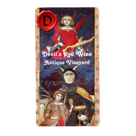 DEVIL'S RODE WINE WAX SEAL MONOGRAM/ANTIEK DOELSTE ETIKET (Voorkant)