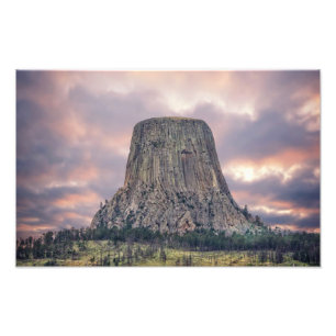 Devils Tower Amazing Clouds Foto Afdruk