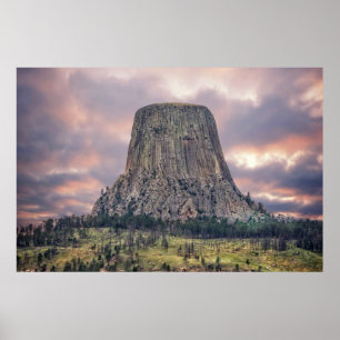 Devils Tower Amazing Clouds Poster