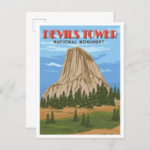 Devils Tower Nationaal Monument Vintage Travel Briefkaart