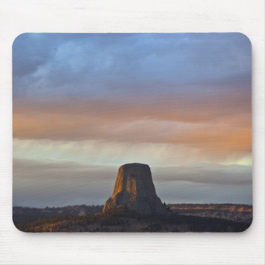 Devils Tower National Monument, Storm bij zonsonde Muismat (Voorkant)