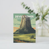 Devils Tower National Monument Travel Art  Briefkaart (Staand voorkant)
