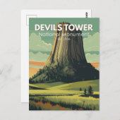Devils Tower National Monument Travel Art  Briefkaart (Voorkant / Achterkant)