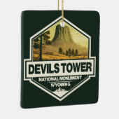 Devils Tower National Monument Travel Art  Keramisch Ornament (Rechts)