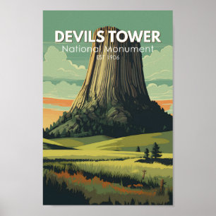 Devils Tower National Monument Travel Art Poster